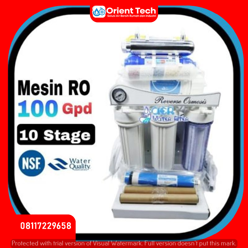 Jual Mesin Filter Air Minum RO 10 STAGE 100 GPD + UV +Alkali