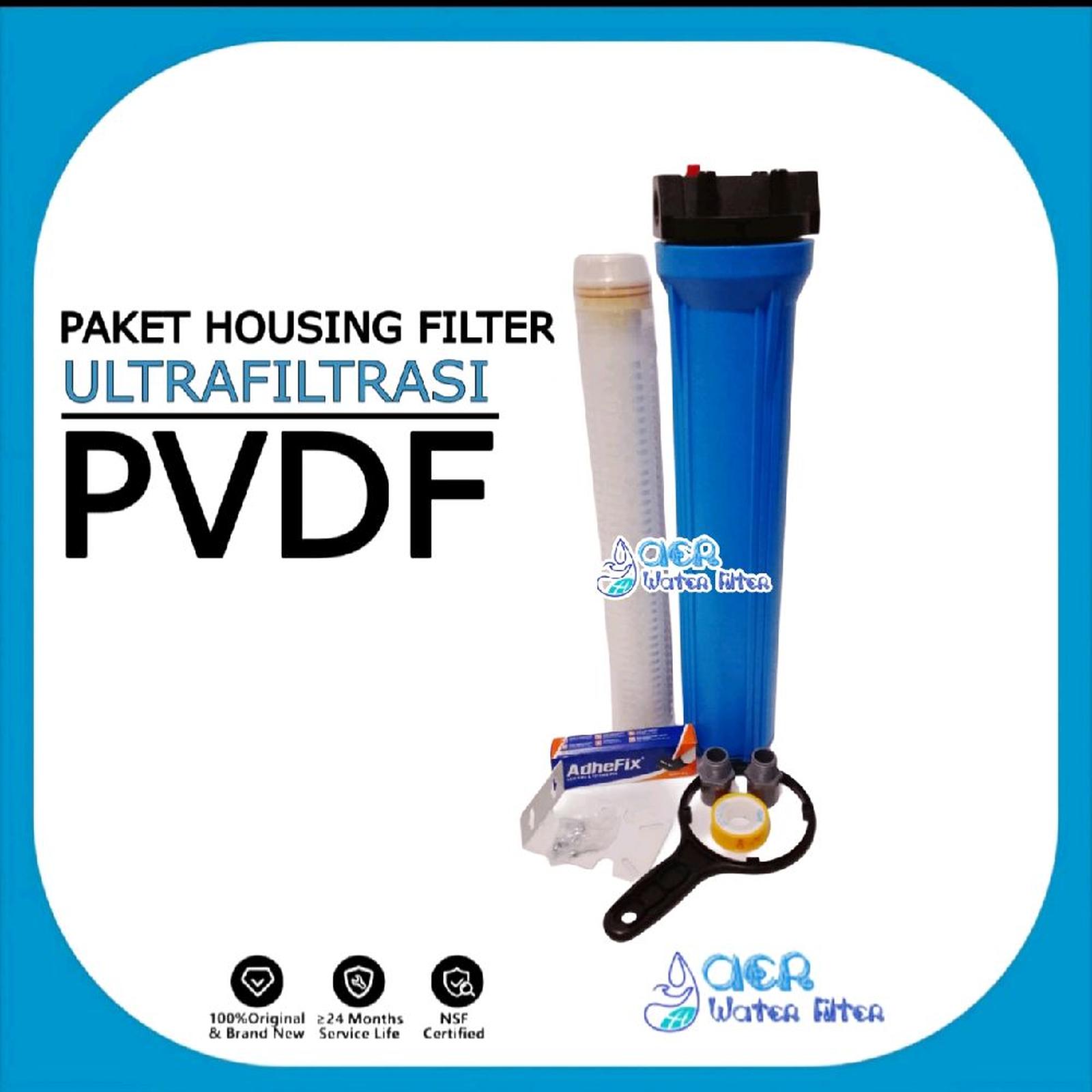 Paket Filter Air Housing Filter 20" + Katrid PVDF Ultrafiltrasi 20" - Catridge PVDF 20"