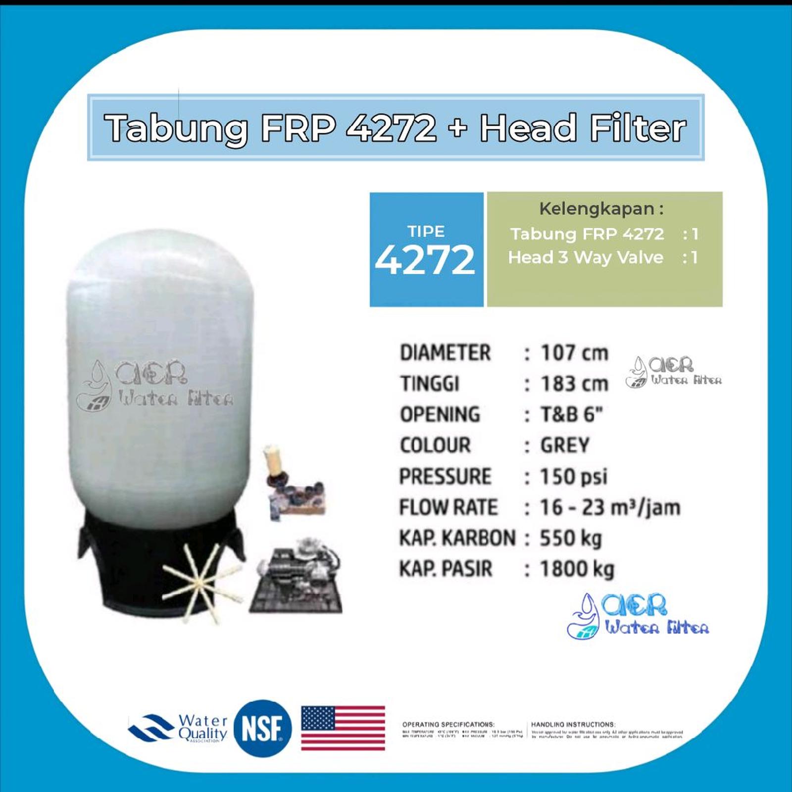Tabung Filter Air FRP 4272 - Tangki Filter Air Industri 4272 Kapasitas 23m3 per jam