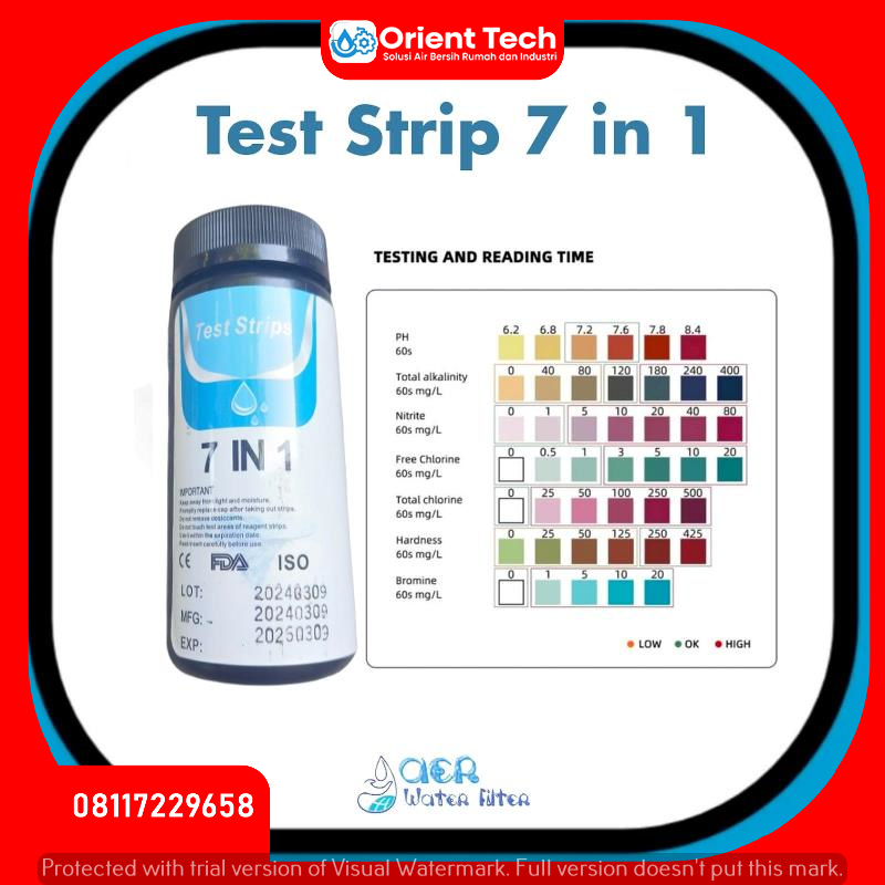 Alat Ukur Test air 7 IN 1 Water Test Kit Air PH Nitrit Nitrat Klorin Hardness Bromine