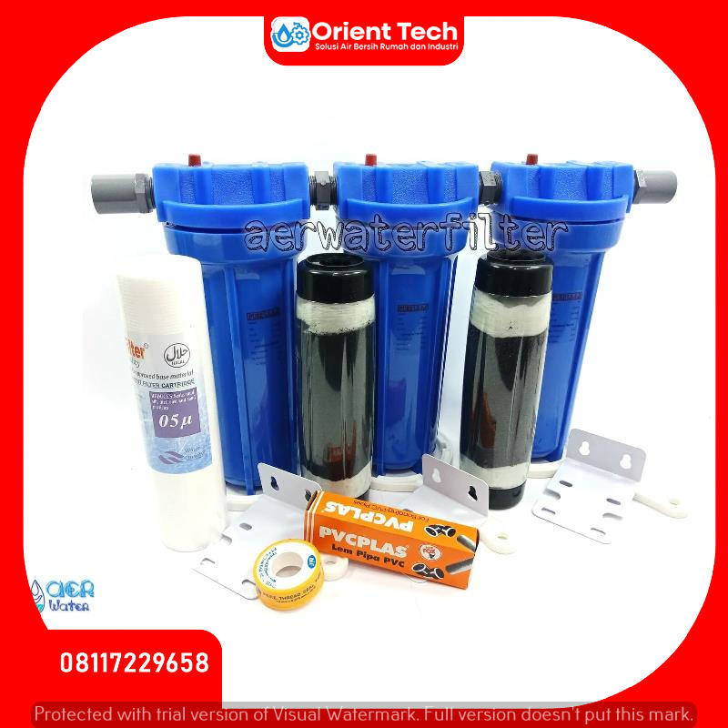 Paket Filter Air BESI Siap Pakai - Housing Biru