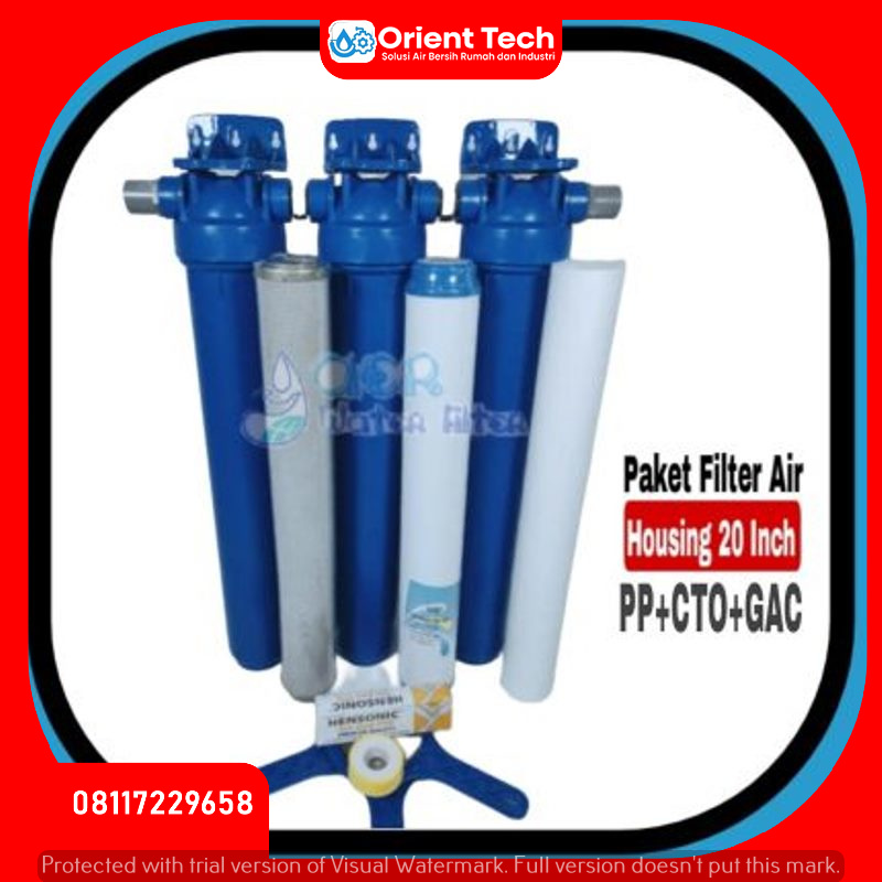 Jual Paket Filter air PDAM Housing 20 inch - PP+GAC+CTO