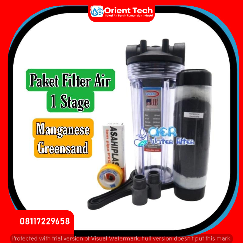 Paket Hemat Filter Air Housing Clear - Manganese Greensand - Besi