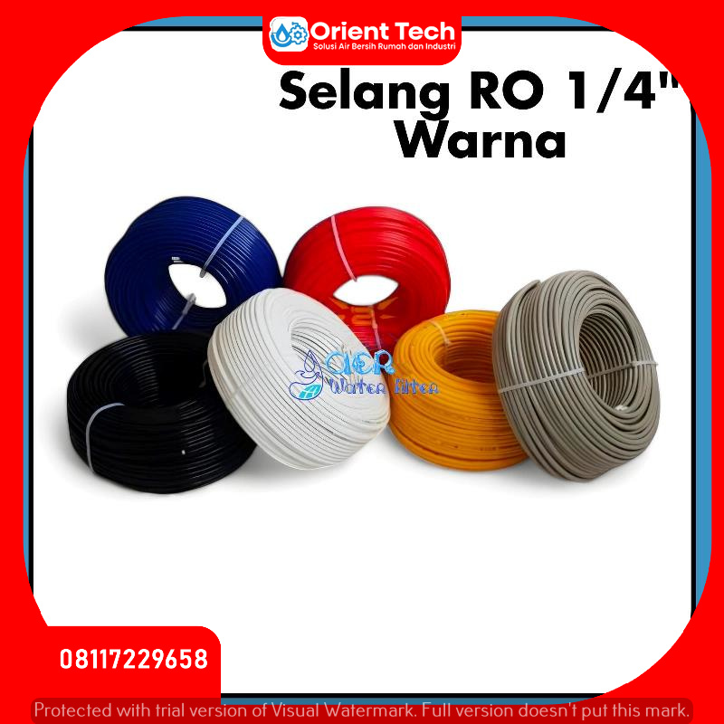 Selang RO 1-per-4 Inch Warna Biru Merah Kuning Hitam - Hitam